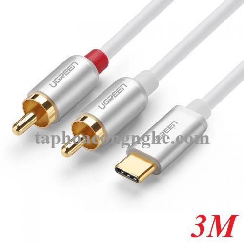 Ugreen 30737 3M màu trắng Dây chuyển đổi USB-C sang 2RCA có chipset AV145 30030737